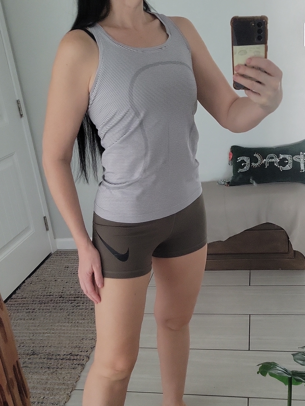 lululemon athletica Striped Racerback Tank - Gray & White